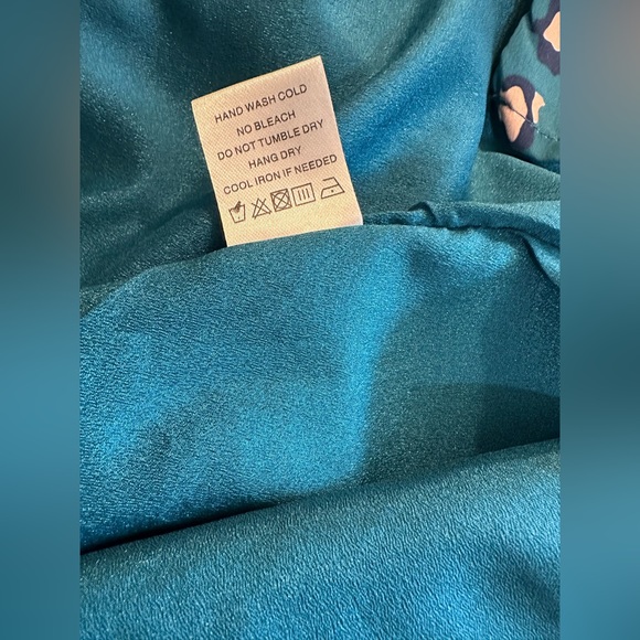 SUPERDOWN Revolve Mia Mini Dress Leopard Animal Print Blue Green Teal Ruched - Picture 14 of 15